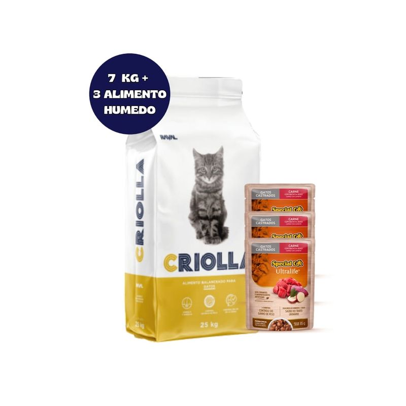 CRIOLLA GATO ADULTO 7 KG + 3 SALSAS DE REGALO!