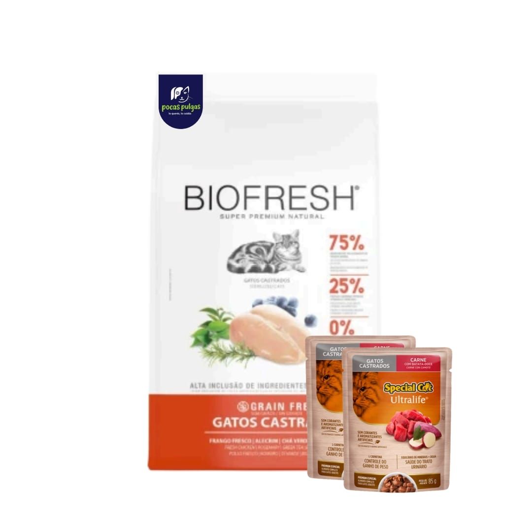 BIOFRESH GATO CASTRADO SABOR POLLO  1.5 KG + REGALO !