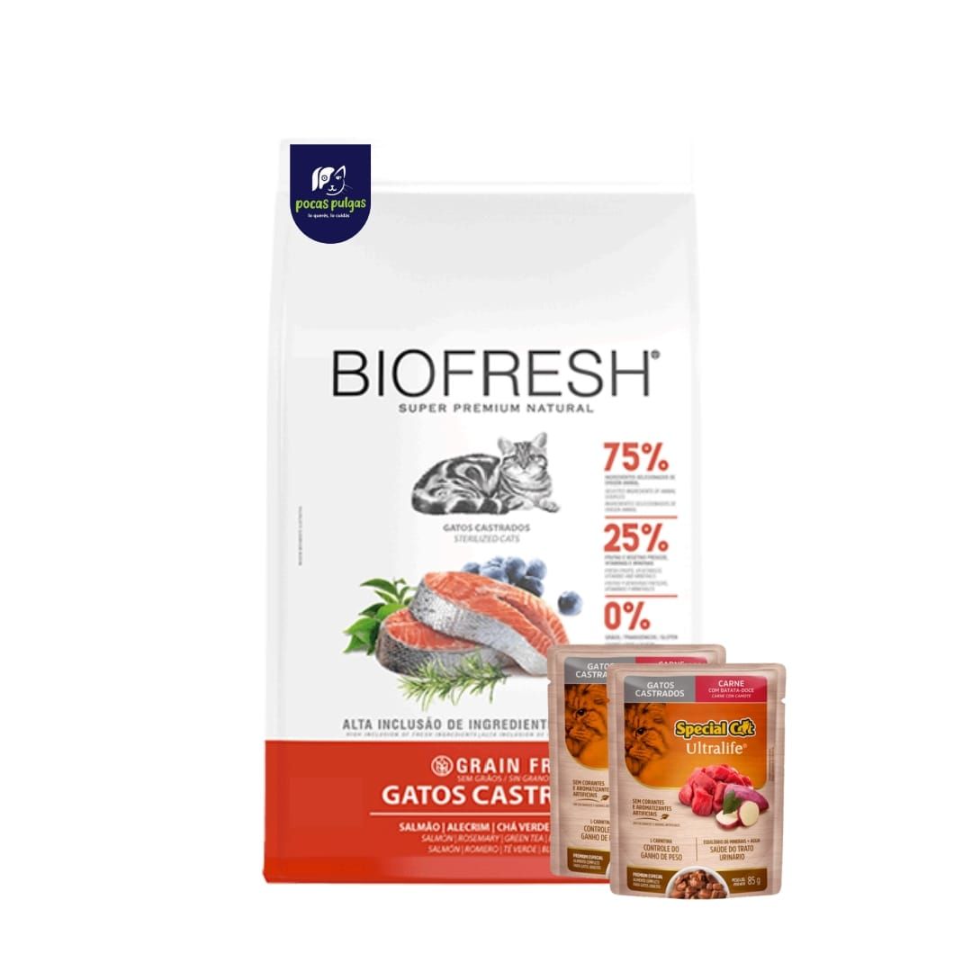 BIOFRESH GATO CASTRADO SABOR SALMON 1.5 KG + REGALO !