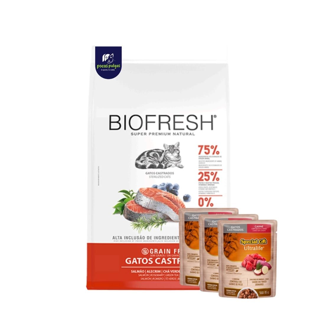 BIOFRESH GATO CASTRADO SABOR SALMON 7.5 KG + REGALO !