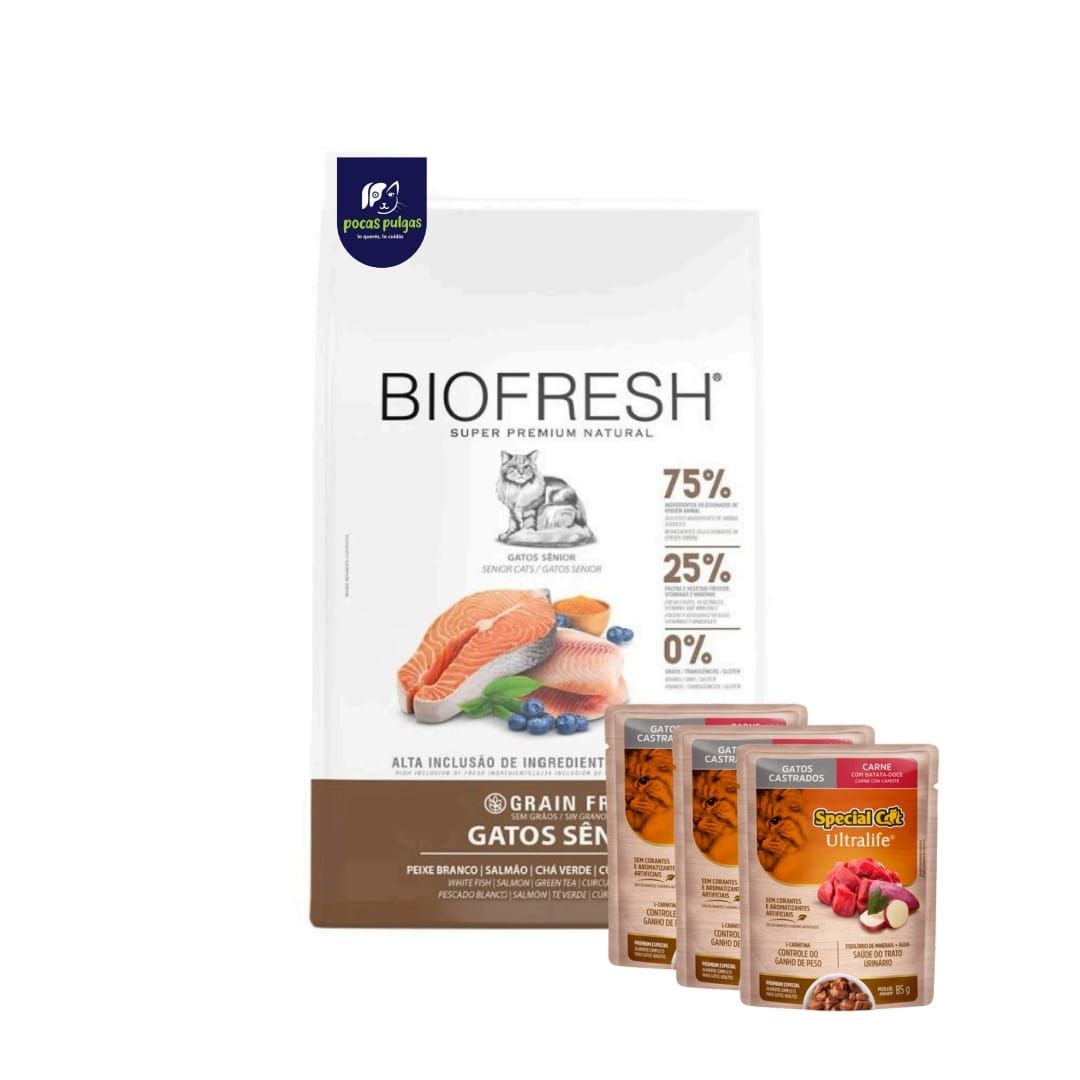 BIOFRESH GATO SENIOR SABOR PESCADO BLANCO Y SALMON 7.5 KG + REGALO !