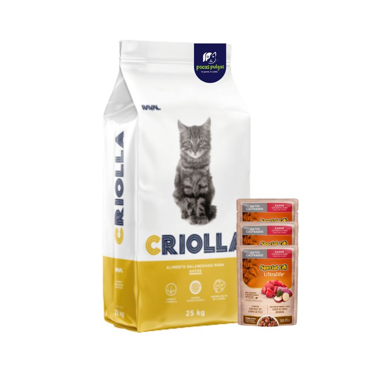 CRIOLLA GATO ADULTO 7 KG + 3 SALSAS DE REGALO!