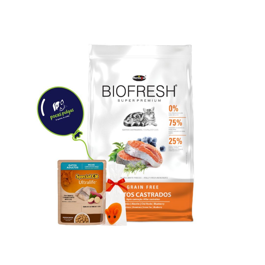 BIOFRESH GATO CASTRADO SABOR SALMON 1.5 KG + REGALO !