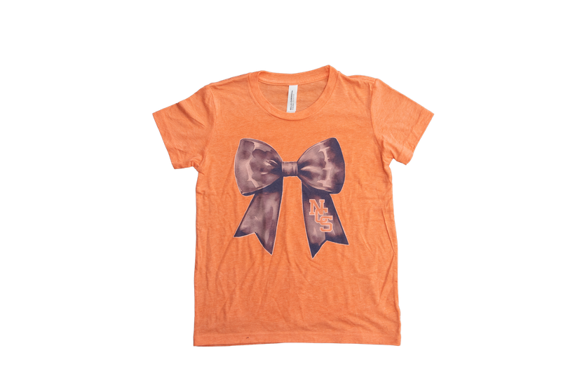 Orange Watercolor Blue Bow T-Shirt