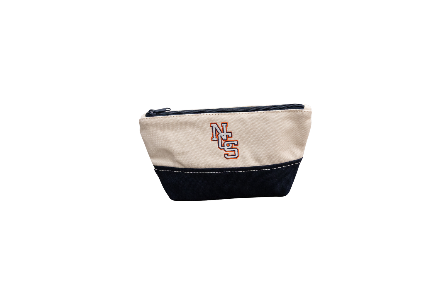 Lands End Natural/Navy Zipper Pouch