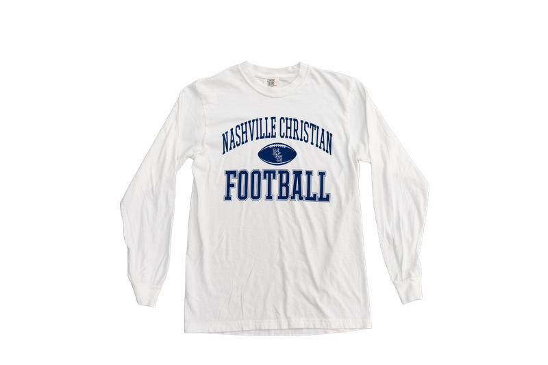 Long Sleeve White Comfort Color Football T-Shirt