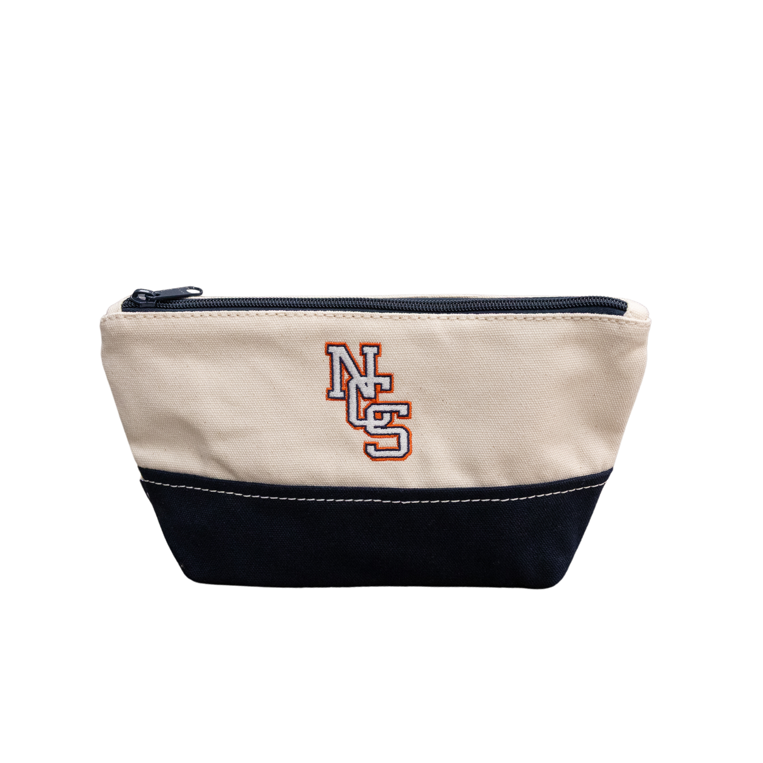 Lands End Natural/Navy Zipper Pouch