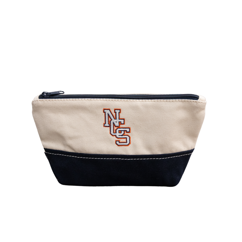 Lands End Natural/Navy Zipper Pouch
