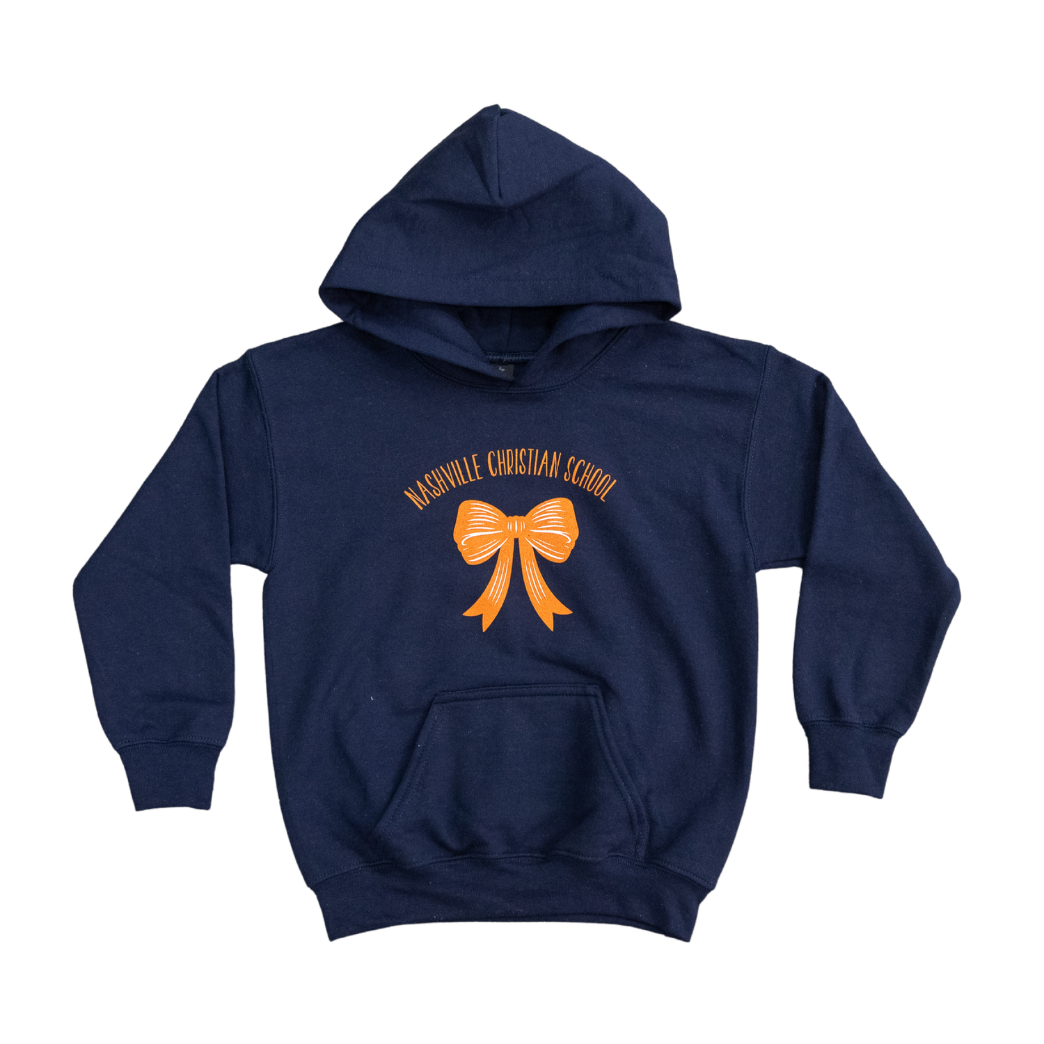 Youth Navy Hoodie with Orange Bow