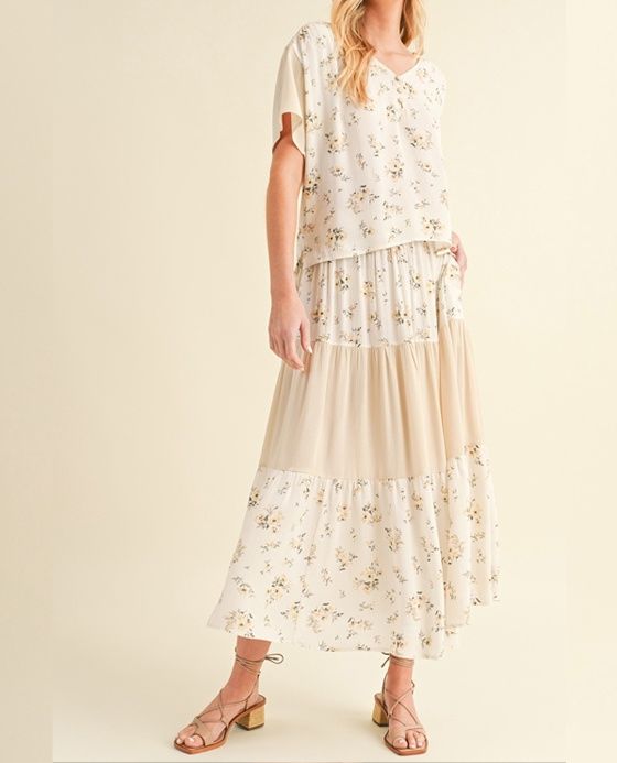 Yelete | Sets| Flowy Floral Skirt & Top