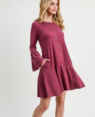 Yelete | Dress | Button Down, Size: Small, Colour: Burgundy