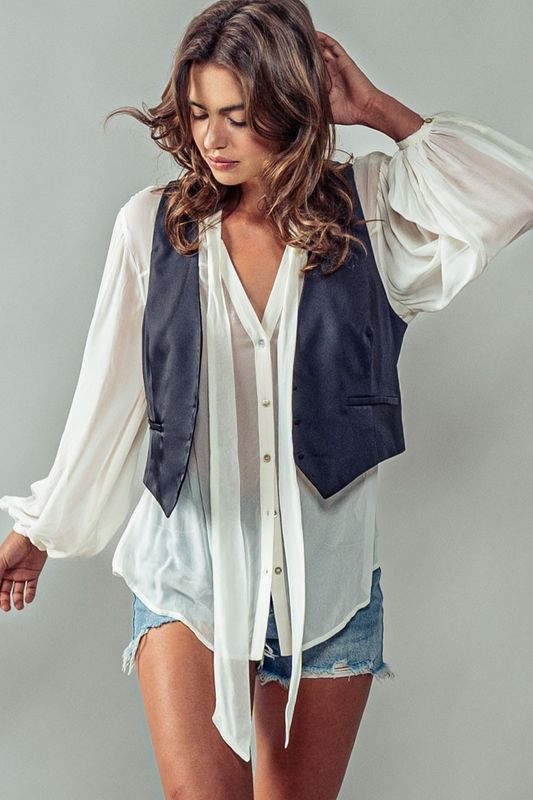 Trend:Notes | Top | Contrast Blouse Vest