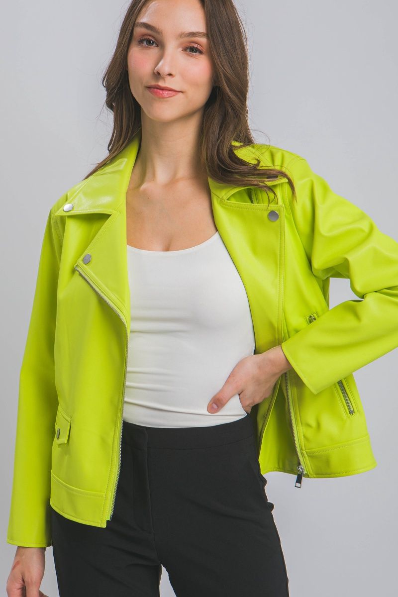 Love Tree | Jacket | Faux Leather - Lime