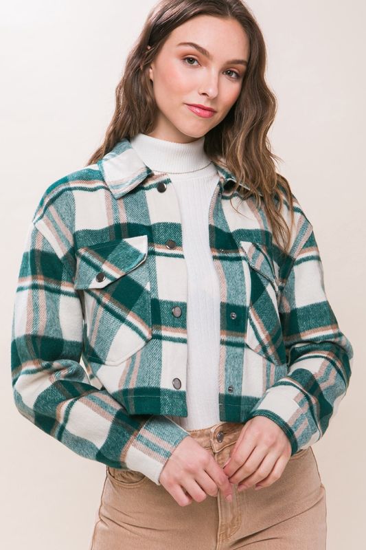 Love Tree | Jacket | Plaid Green Cropped