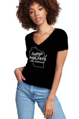 Next Level | Tee | V-Neck | Fish Frys, Size: Small, Colour: Black