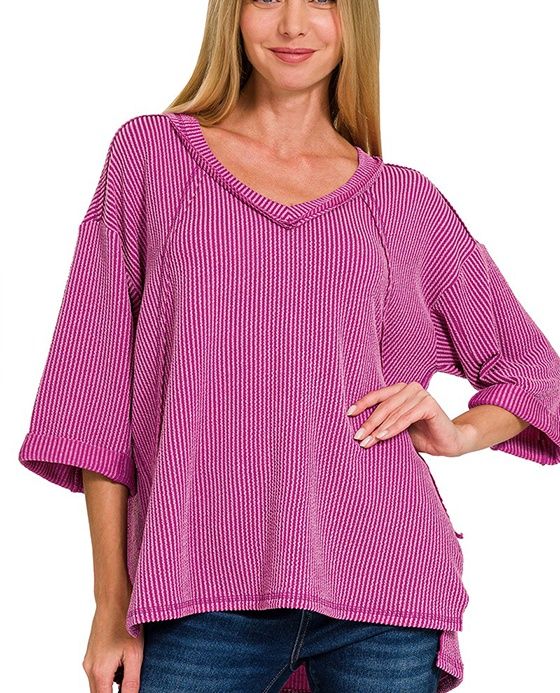 Zenanna | Top | Ribbed 3/4 Sleeve