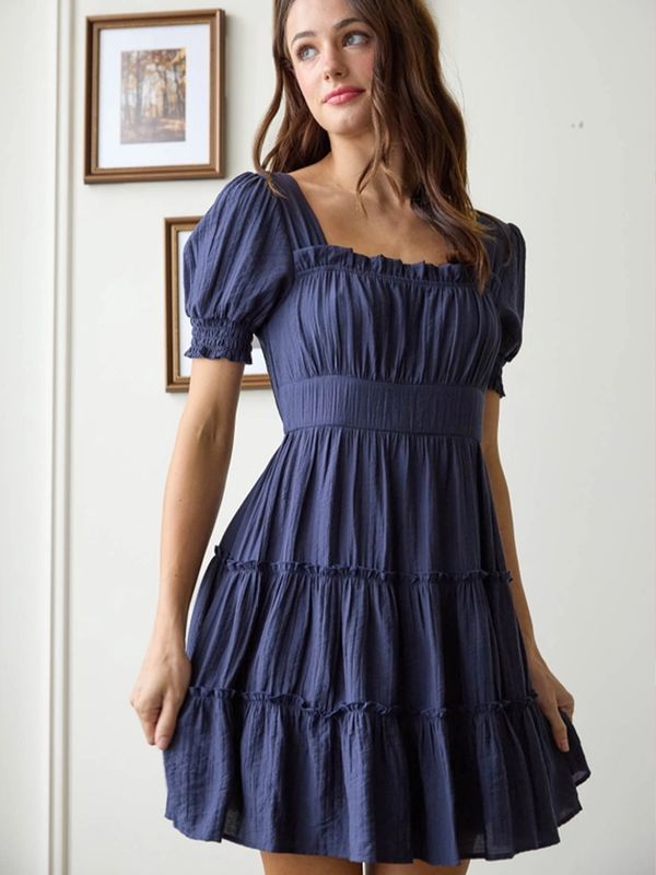 Blu Pepper | Midi Dress | Square Neck