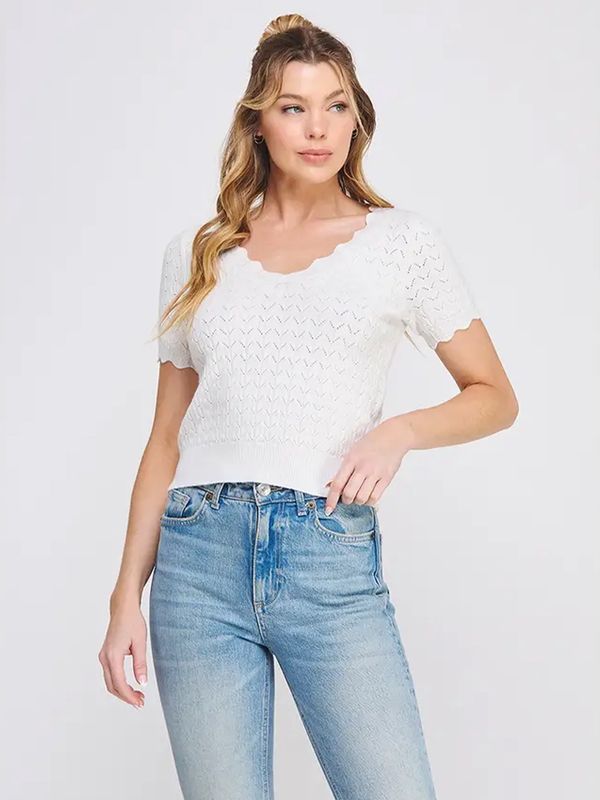 Allie Rose | Top | Ivory Pointelle