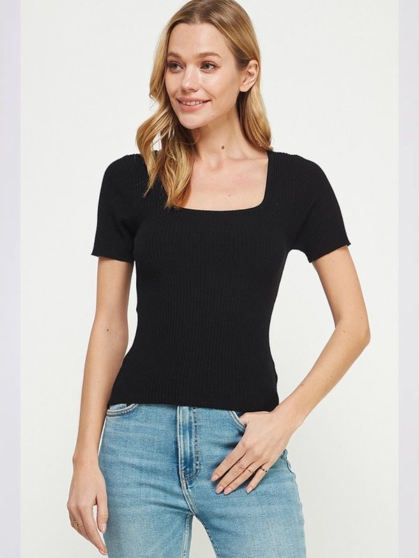 Allie Rose | Top | Square Neck - Black