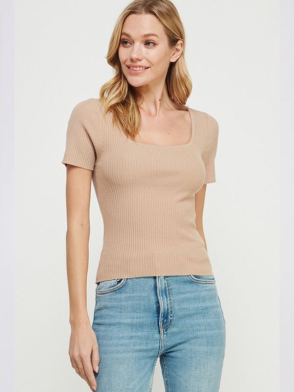 Allie Rose | Top | Square Neck - Latte