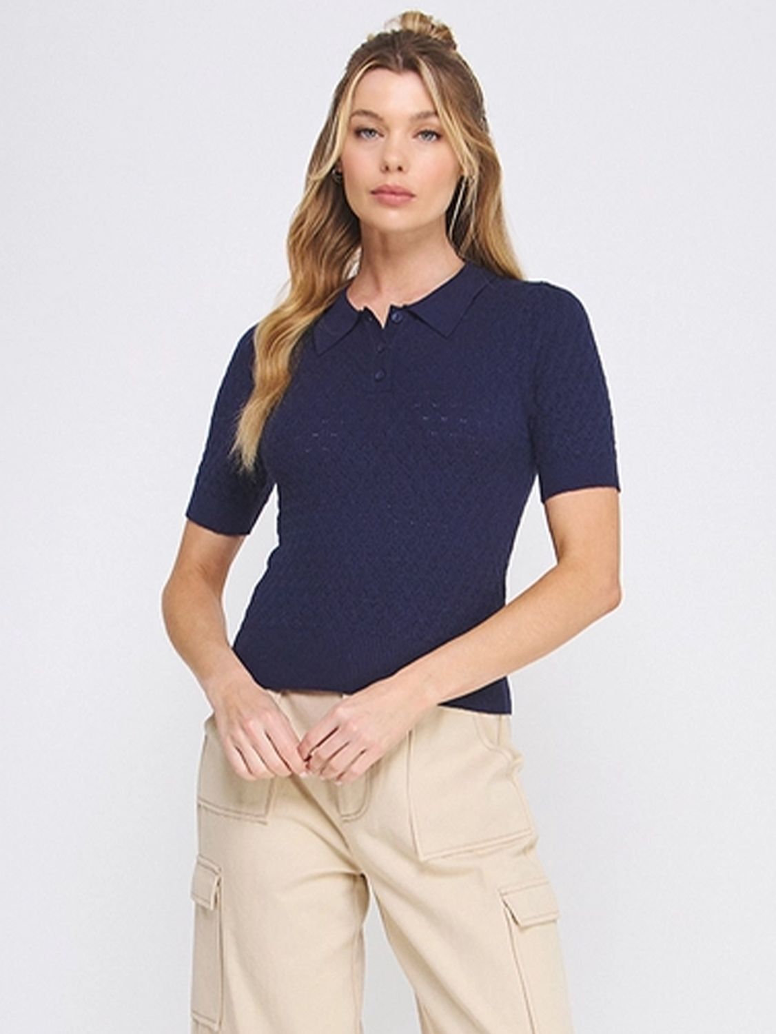 Allie Rose | Top | Navy Pointelle