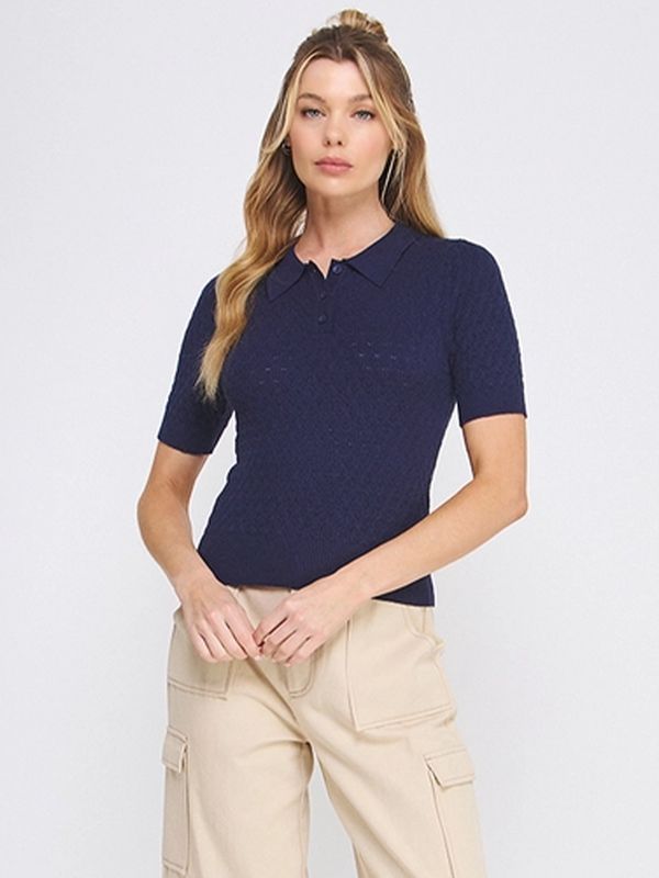 Allie Rose | Top | Navy Pointelle