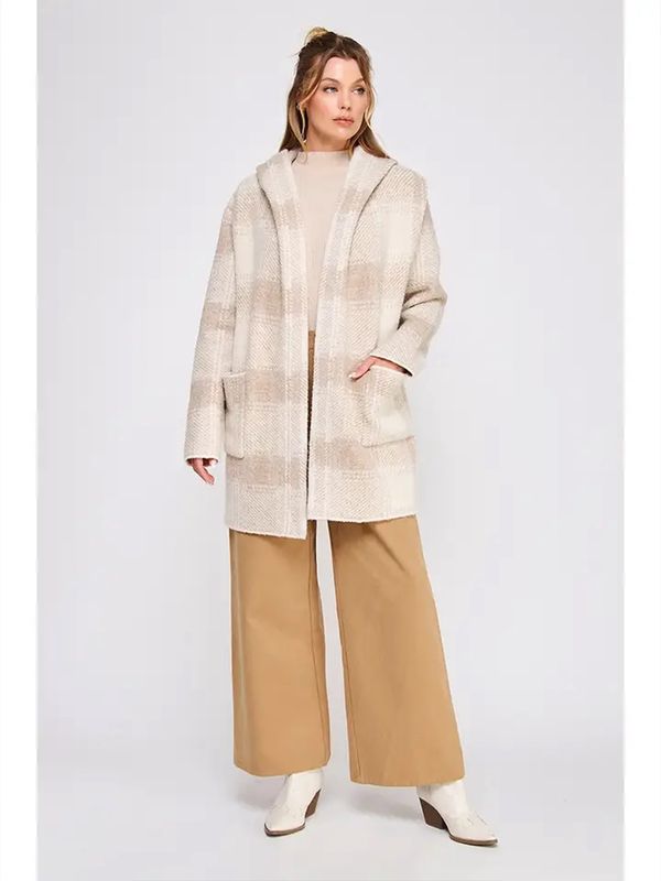 Allie Rose | Jacket | Long Neutral Plaid