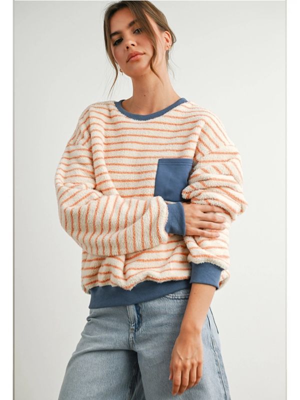 Buttermelon | Top | Stripe Block Fuzzy