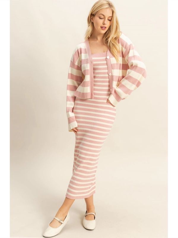 HYFVE | Dress Set | Knit Pink Stripe