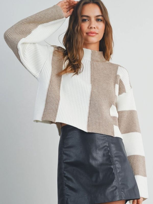 Buttermelon | Top | Color Block - Taupe Ivory