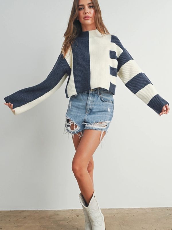 Buttermelon | Top | Color Block - Navy Ivory