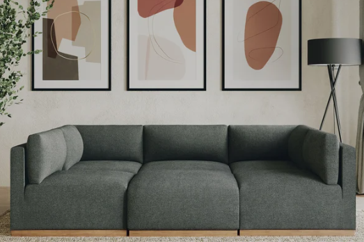 Henredon 6pc gray fabric sectional