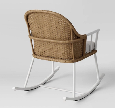 Windsor Steel &amp; Wicker Outdoor Patio Chair, Rocking Chair White - Threshold designed with Studio McGee