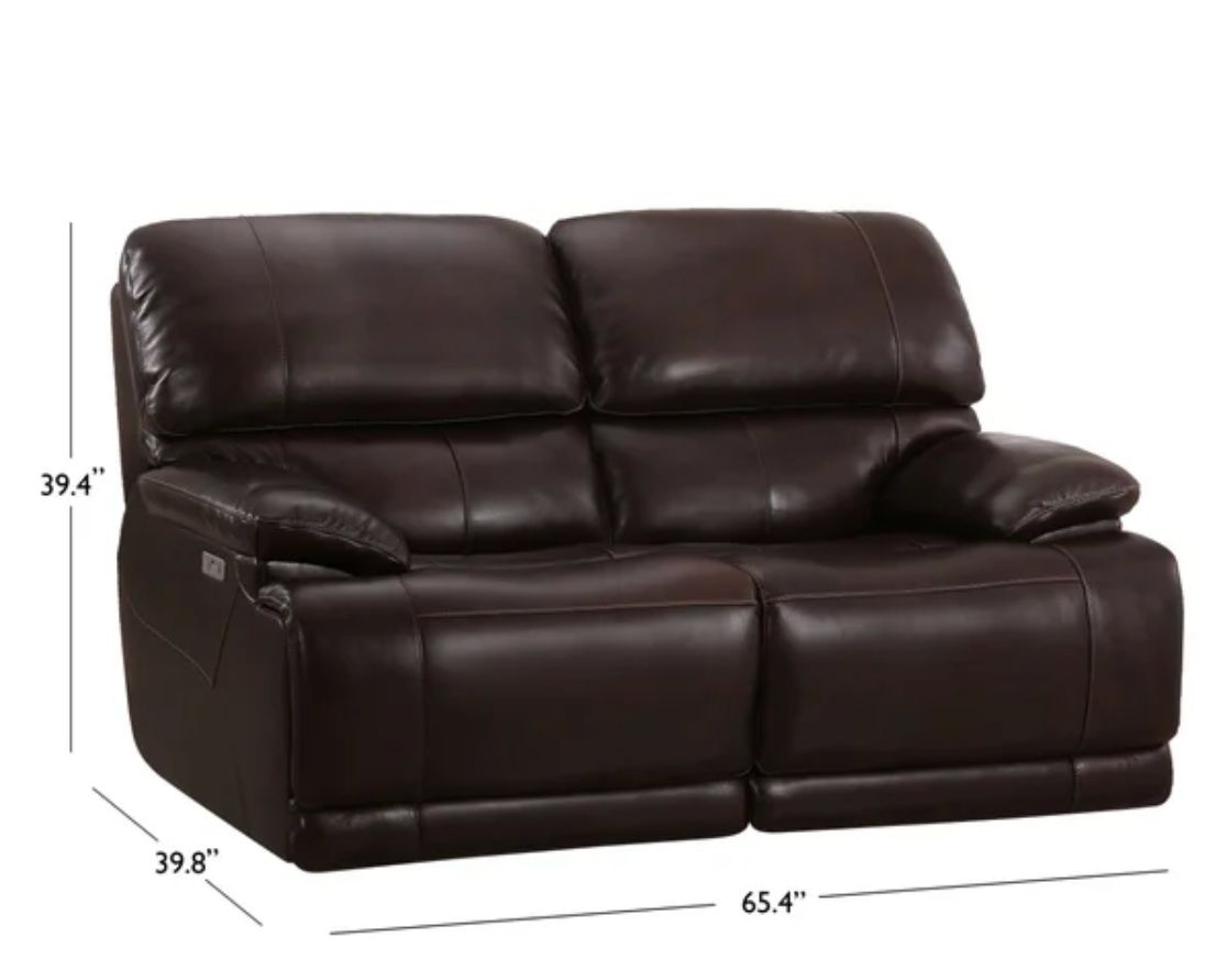 ALEENA LEATHER POWER LOVESEAT