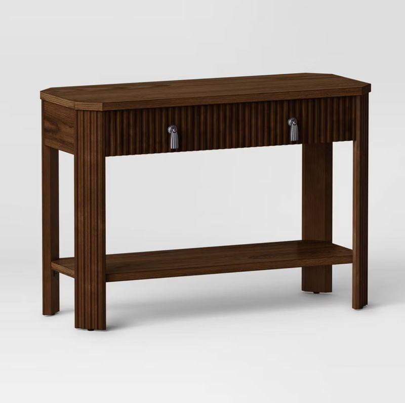 46" laguna nigel fluted wooden console table (brown)