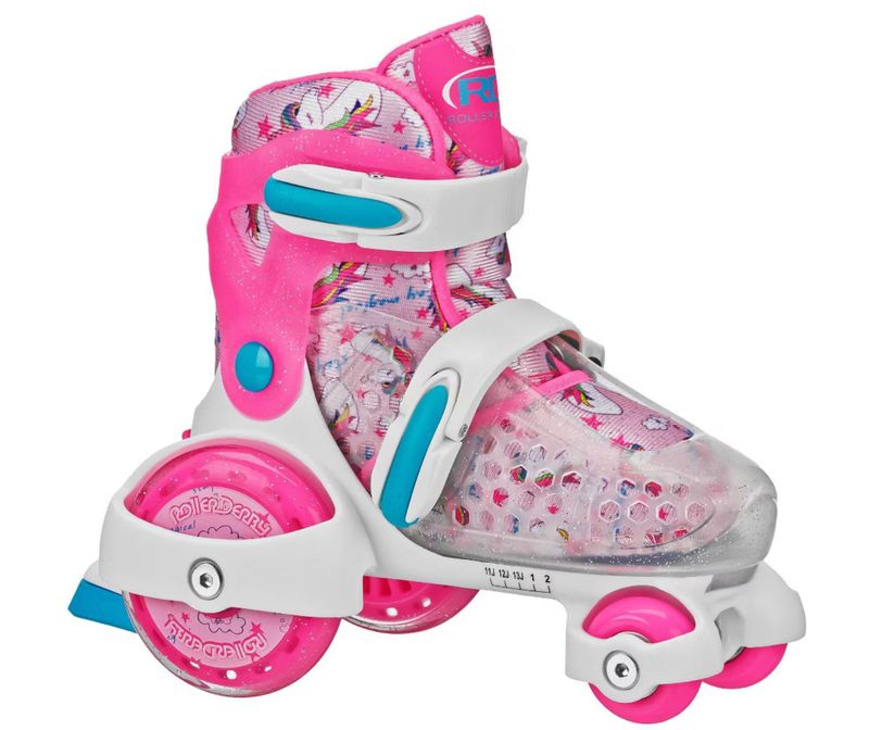 roller derby sport kids unicorn pink/ white MEDIUM adjustable size, padded collar.