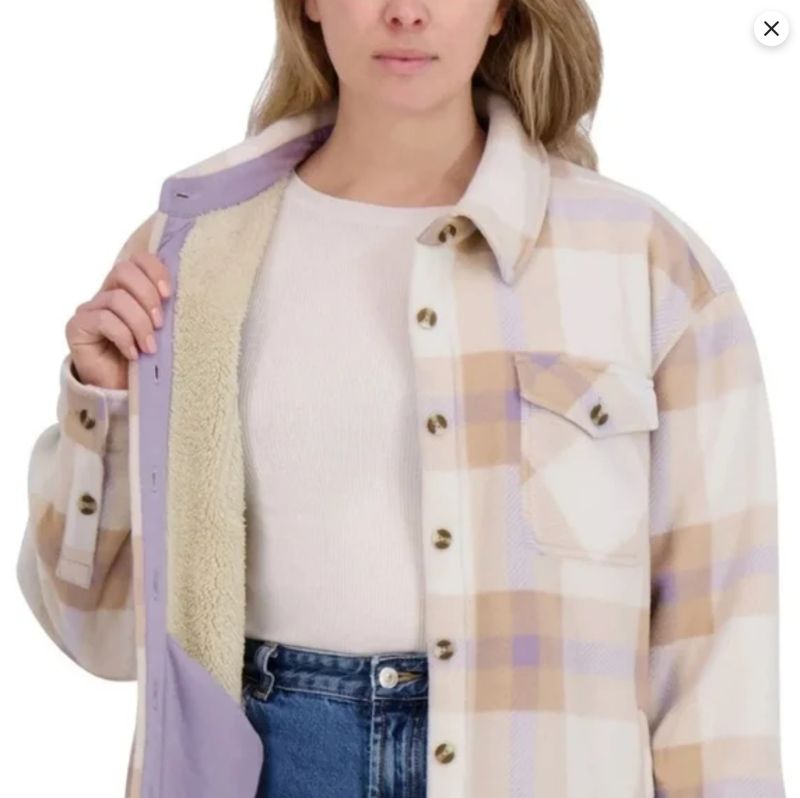 Sage lavender and beige teddy fleece lined jacket