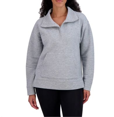 ladies' ottoman half-zip gray sweatshirt