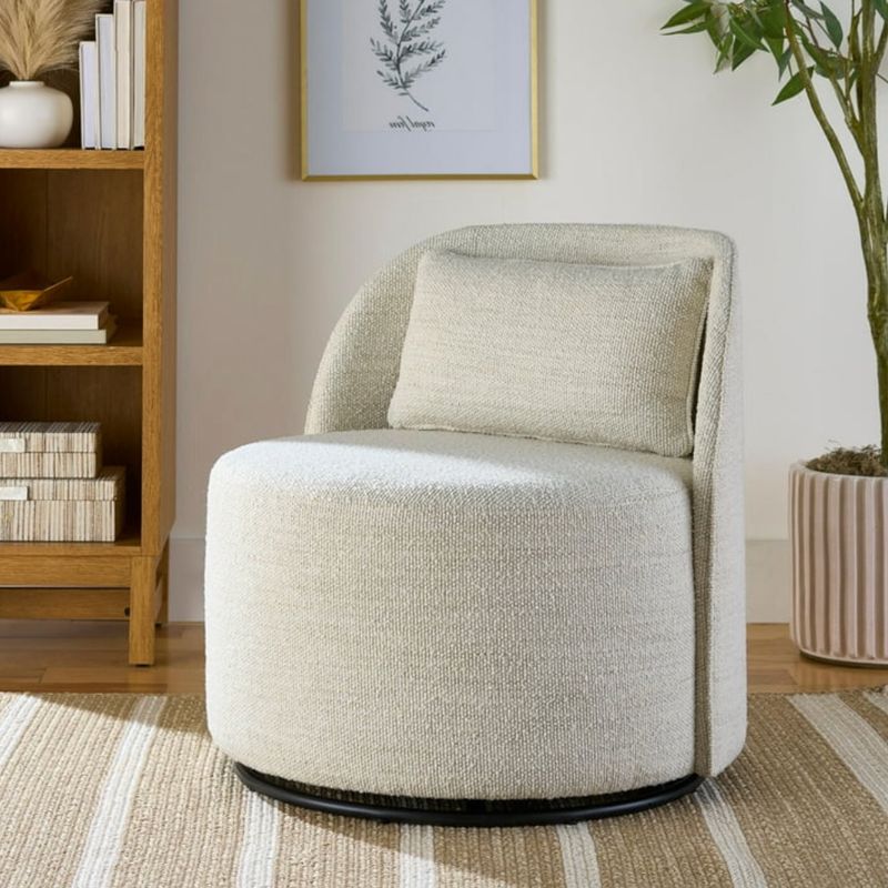 Juliet modern arch swivel accent chair. Cream/Blue