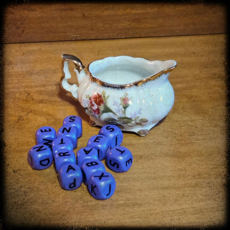 Spirit Dice for Divination with Vintage Cup Storage