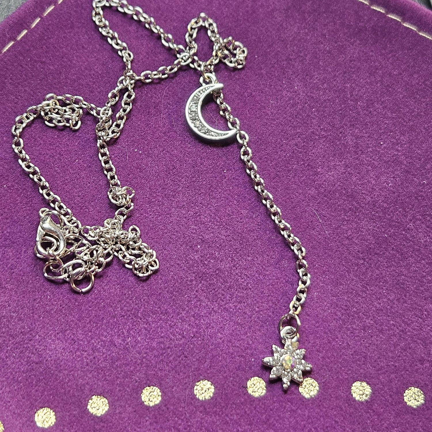 Moon &amp; Star Drop Necklace for Clarity, Intuition and Wishes
