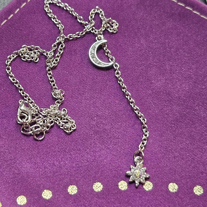 Moon &amp; Star Drop Necklace for Clarity, Intuition and Wishes