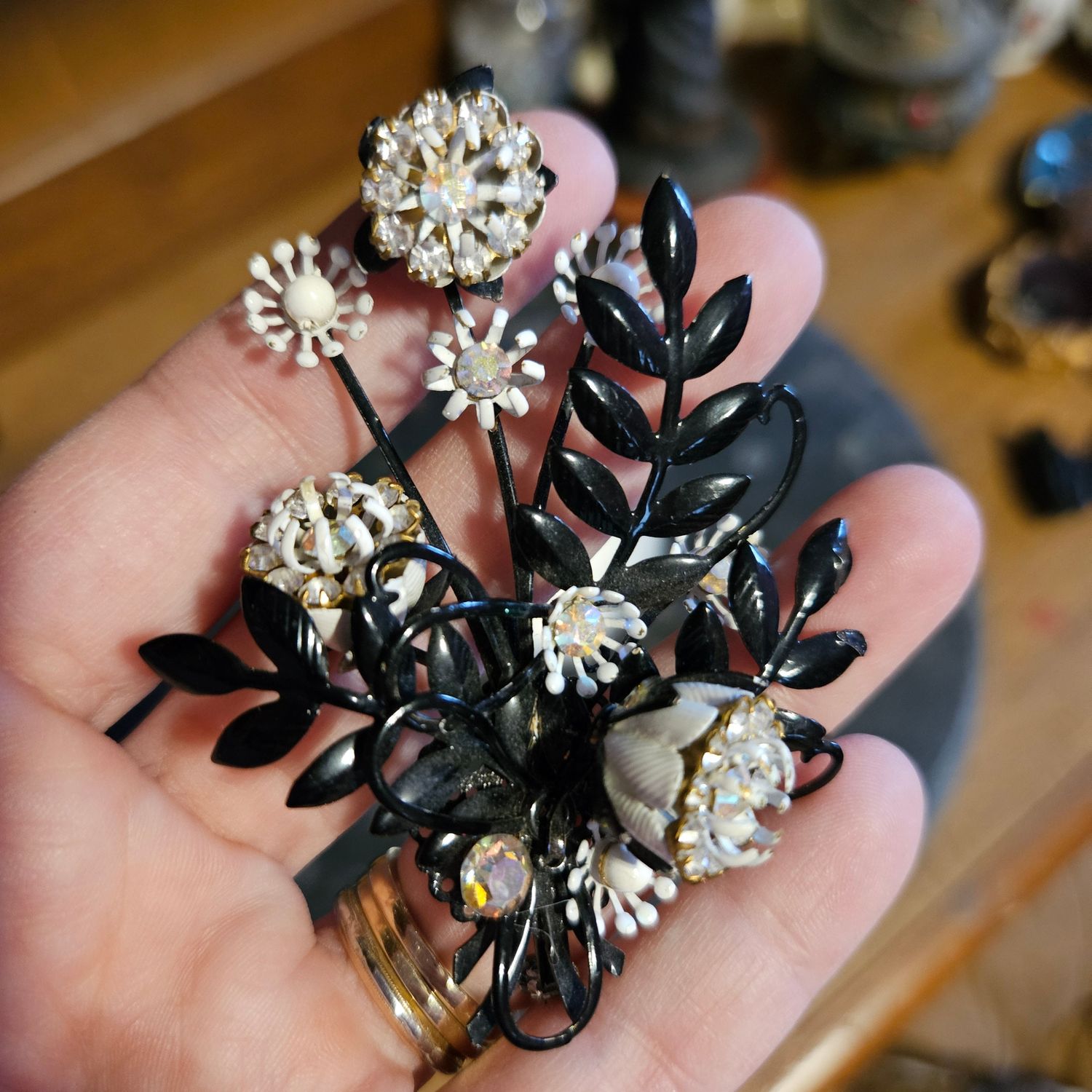 Vintage Black &amp; White Brooch – Protection Amulet