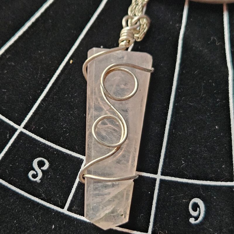 Rose Quartz Pendant for Spiritual Attunement, Intuition, Mood Support, &amp; Clarity