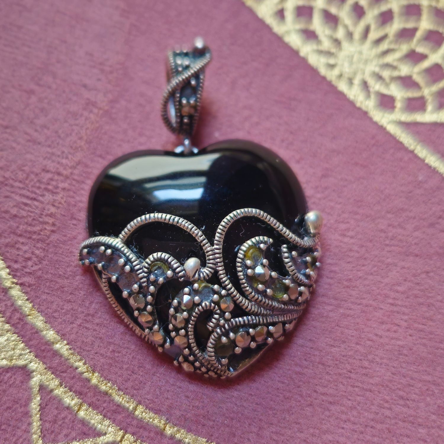 Protection and Karmic Kick Back Black Heart Pendant