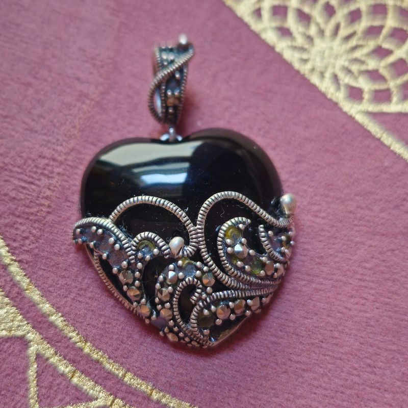 Protection and Karmic Kick Back Black Heart Pendant