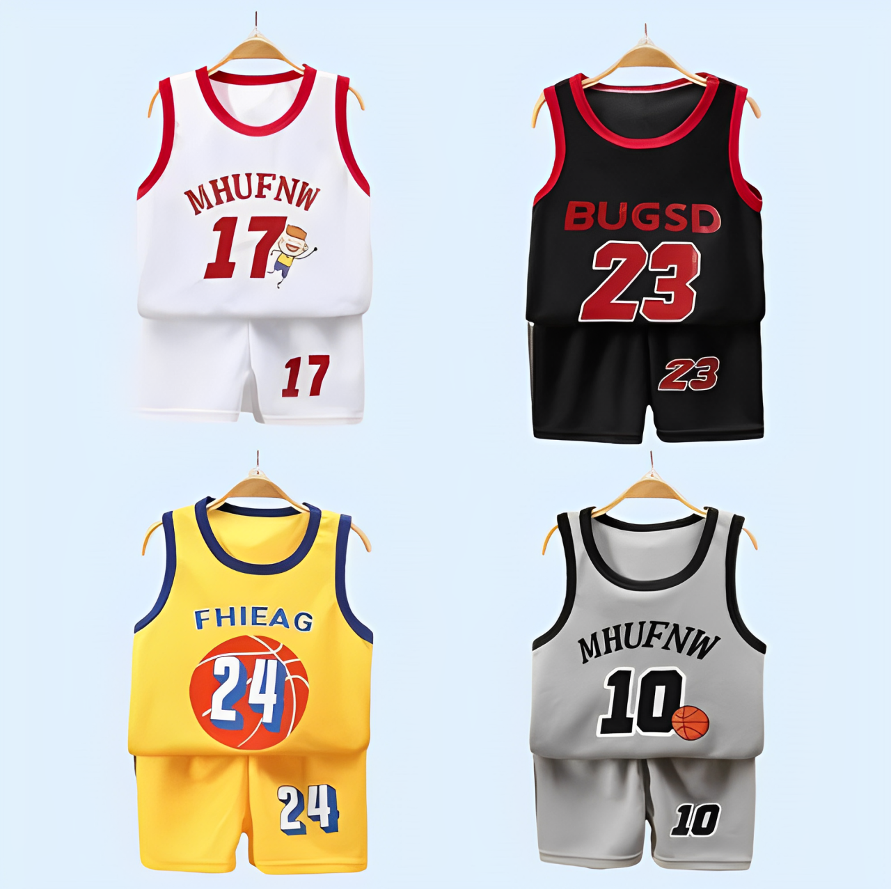 Children Sets Summer Sleeveless Basketball T-shirts Shorts