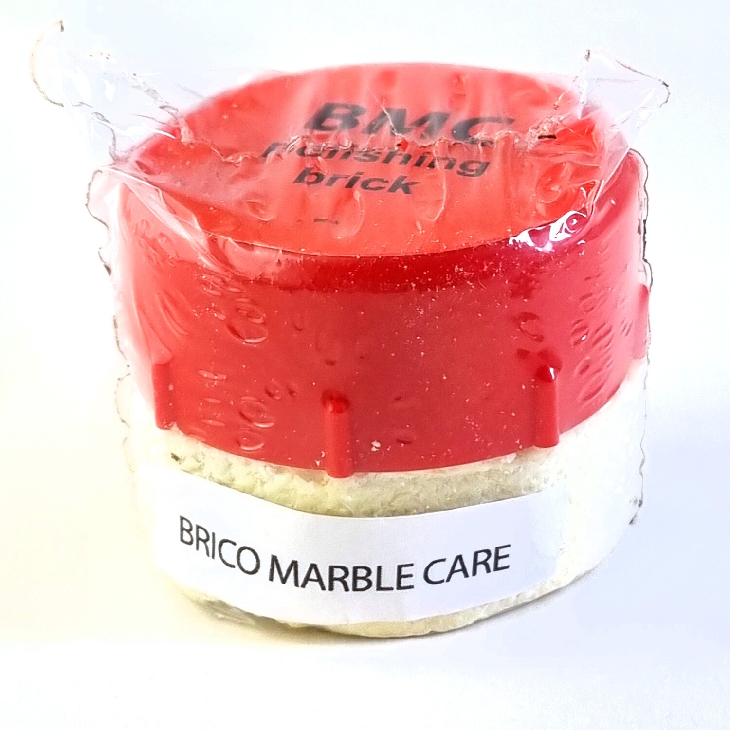 BMC Marble Polishing Brick for marble and limestone, a slow consumtion solid chemical polish, to be used by hand as a replacement for traditional polishing powder