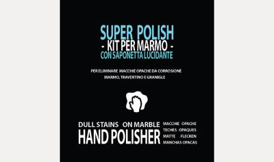 BMC SUPER POLISH universal kit for eliminating dull stains caused by light corrosion on natural and factory stones, with very fine diamond pads and special solid polish for marble