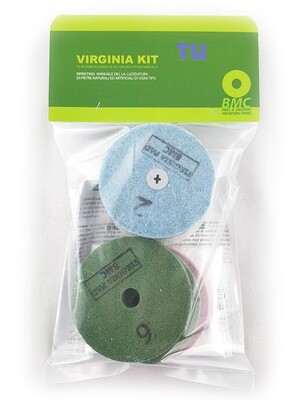 BMC VIRGINIA TU universal kit for the manual restoration of natural and factory stone polishing, with n.5 “sponge fiber” diamond abrasive pads and marble polishing powder BMC VIRGINIA TU universal kit for the manual restoration of natural and factory stone polishing, with n.5 “sponge fiber” diamond abrasive pads and marble polishing powder